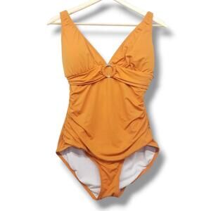 Michael Kors One Piece Swimsuit Womens 10 Orange O-Ring Bathing Suit‎